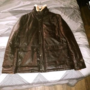 EMPORIO & CO Italian black faux leather coat jacket men size XXL